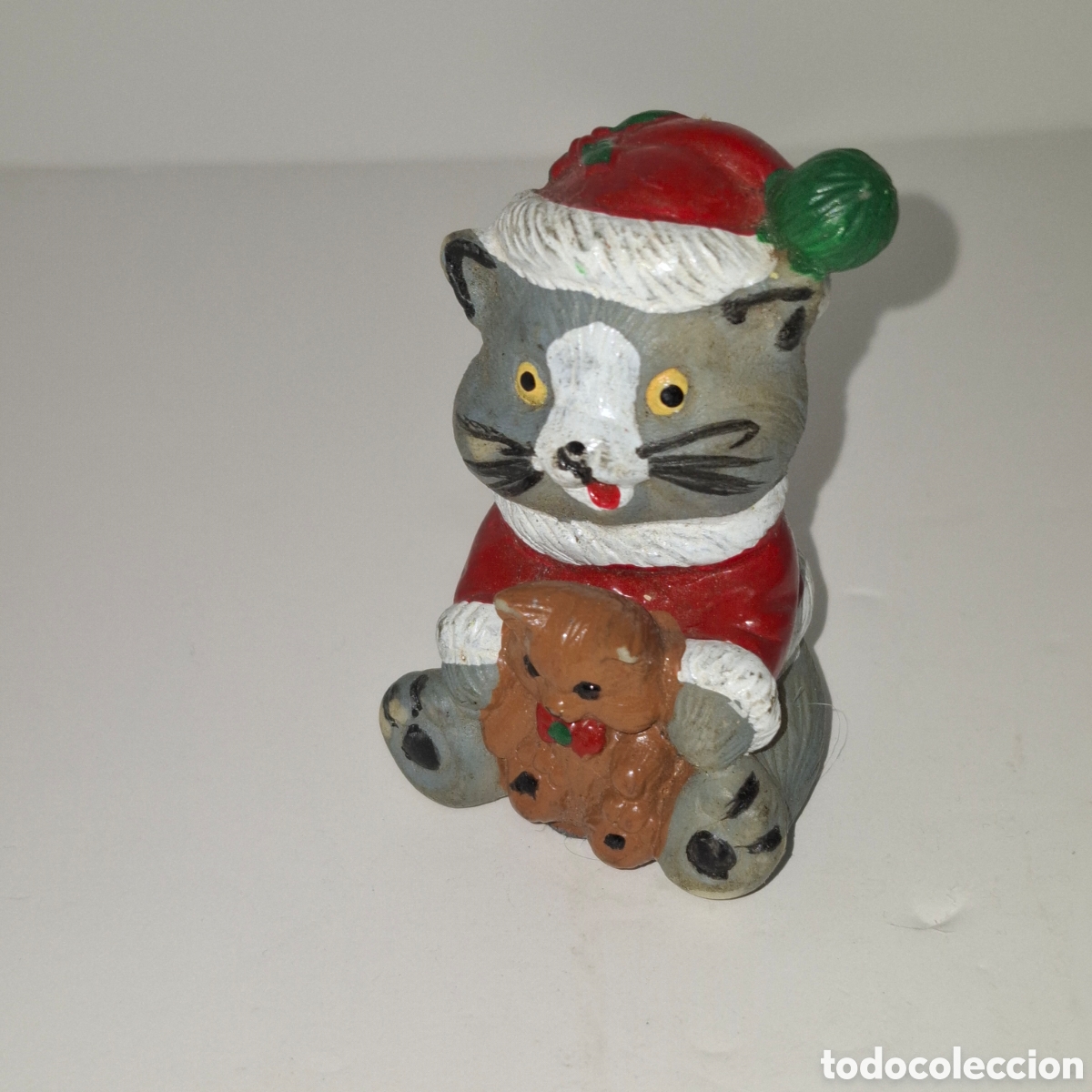 Figuras de Goma y PVC: FIGURA DE PVC GATO VESTIDO DE PAPA NOEL A&Ntilde;OS 80