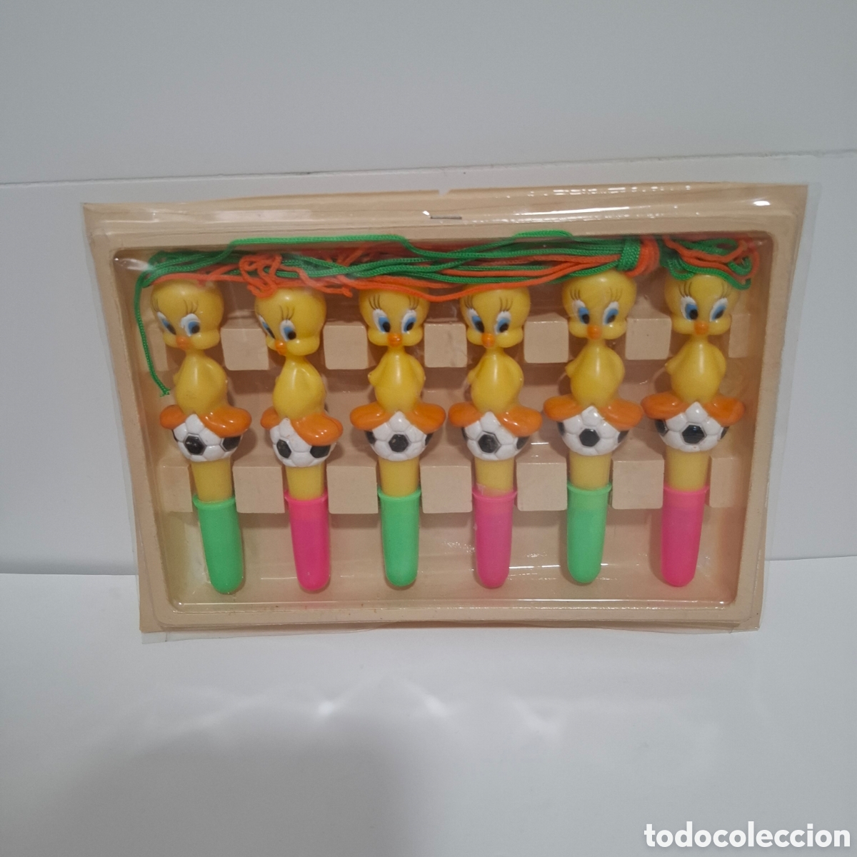 Figuras de Goma y PVC: CAJA CON SET COMPLETO DE BOLIGRAFOS PIOLIN LOONEY TUNES NUEVO VINTAGE