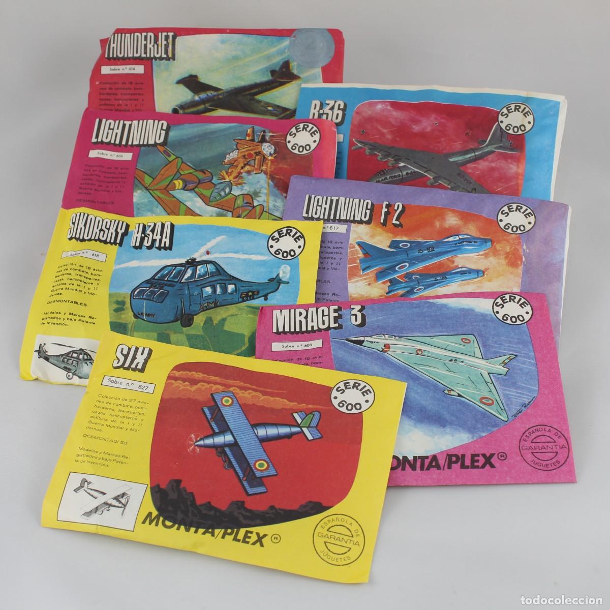 Rubber and PVC Figures: 7 Sobres MONTAPLEX Serie 600 Aviones Helic&oacute;pteros A&ntilde;os 70 Juguete Vintage Kiosco