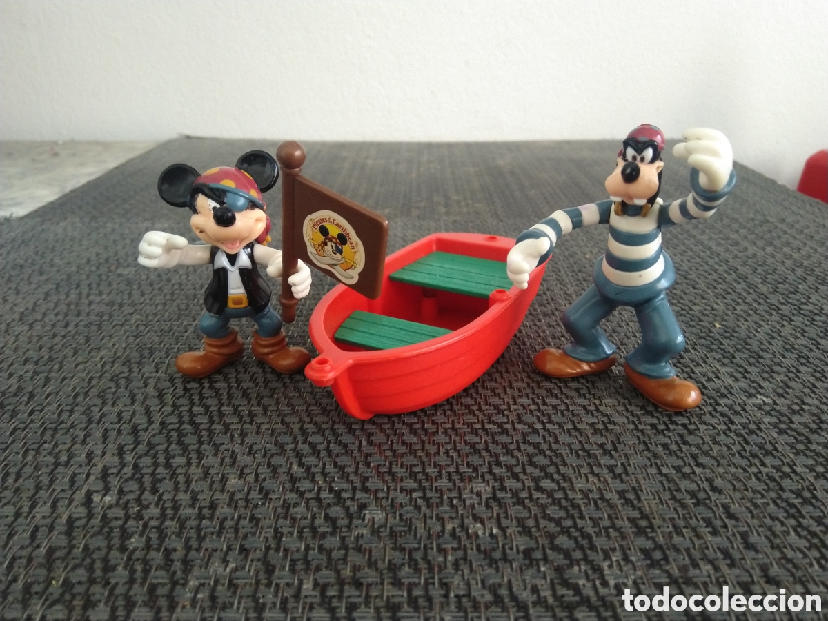Figuras de Goma y PVC: FIGURA PVC MICKEY MOUSE Y GOOFY PIRATAS CON BARCA Y BANDERA ARTICULADAS WALT DISNEY