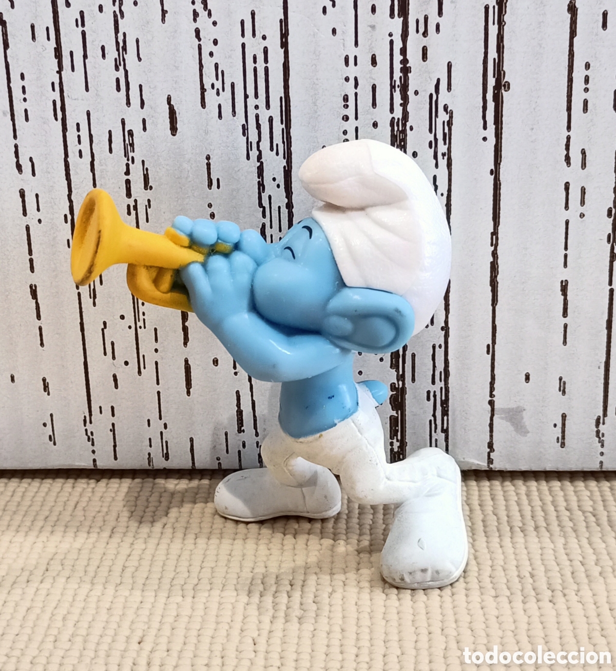 Figuras de Goma y PVC: Pitufo m&uacute;sico trompeta McDonald's Peyo 2013