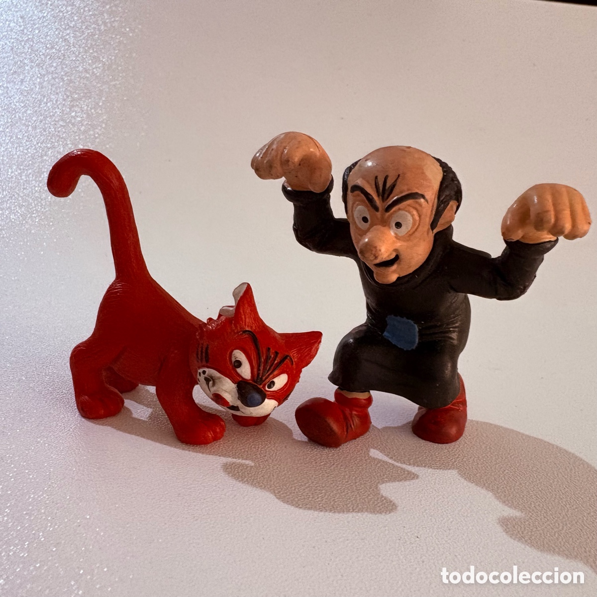 Figuras de Goma y PVC: lote mu&ntilde;eco figura PVC PITUFOS GARGAMEL y AZRAEL Peyo 1991 1993 SCHLEICH