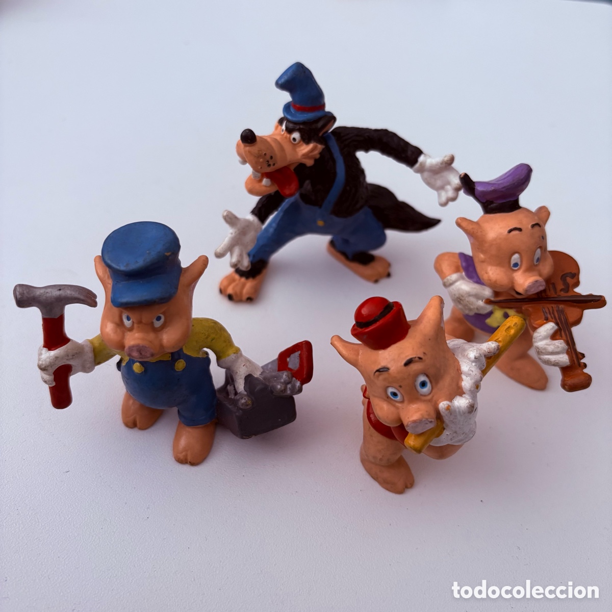 Figuras de Goma y PVC: Lote mu&ntilde;eco figura pvc lobo feroz y los tres cerditos bullyland