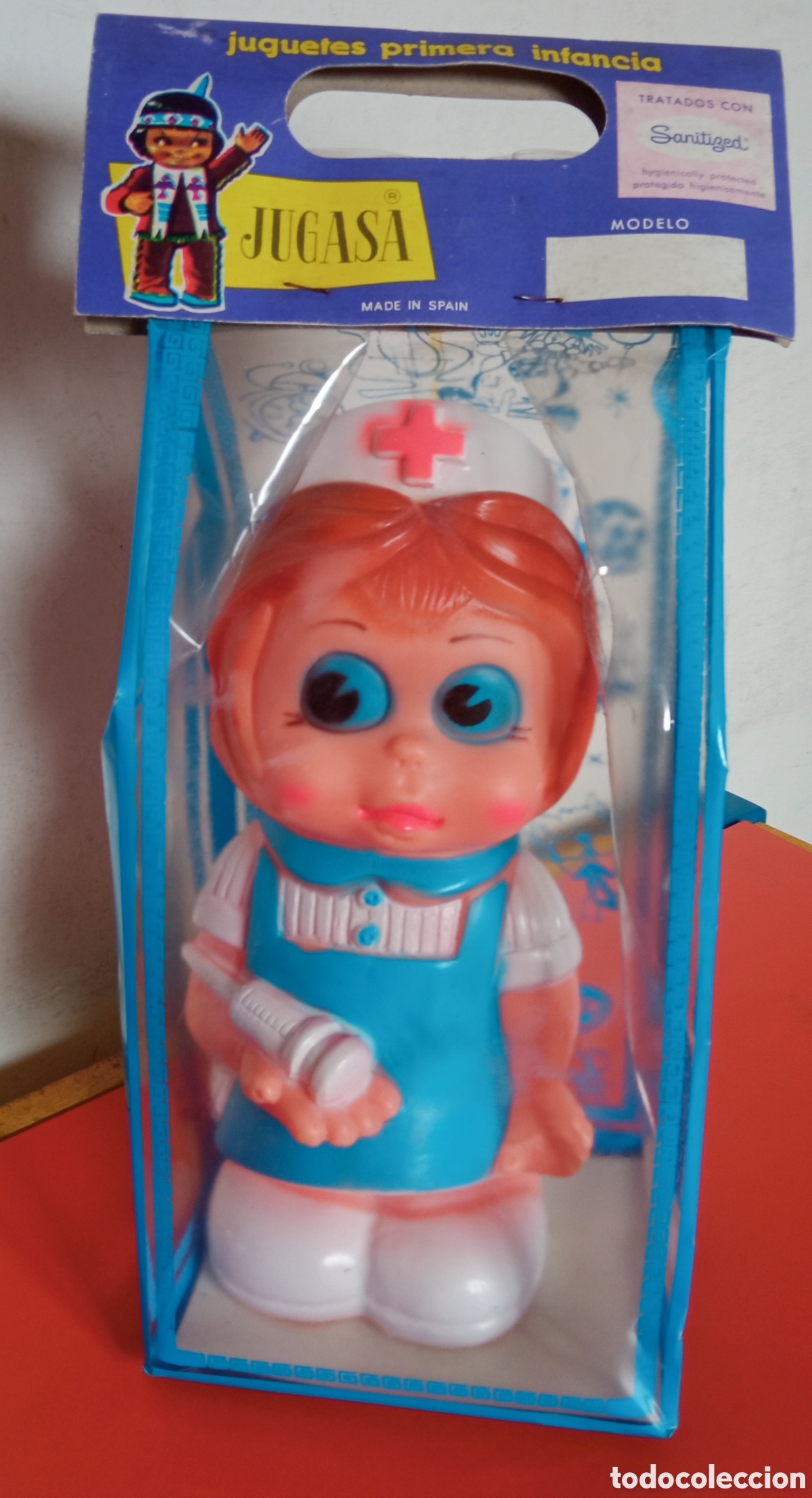 Figuras de Goma y PVC: ENFERMERA DE GOMA L&Aacute;TEX CON PITIDO.JUGASA 80'S.BOLSA SIN ABRIR.