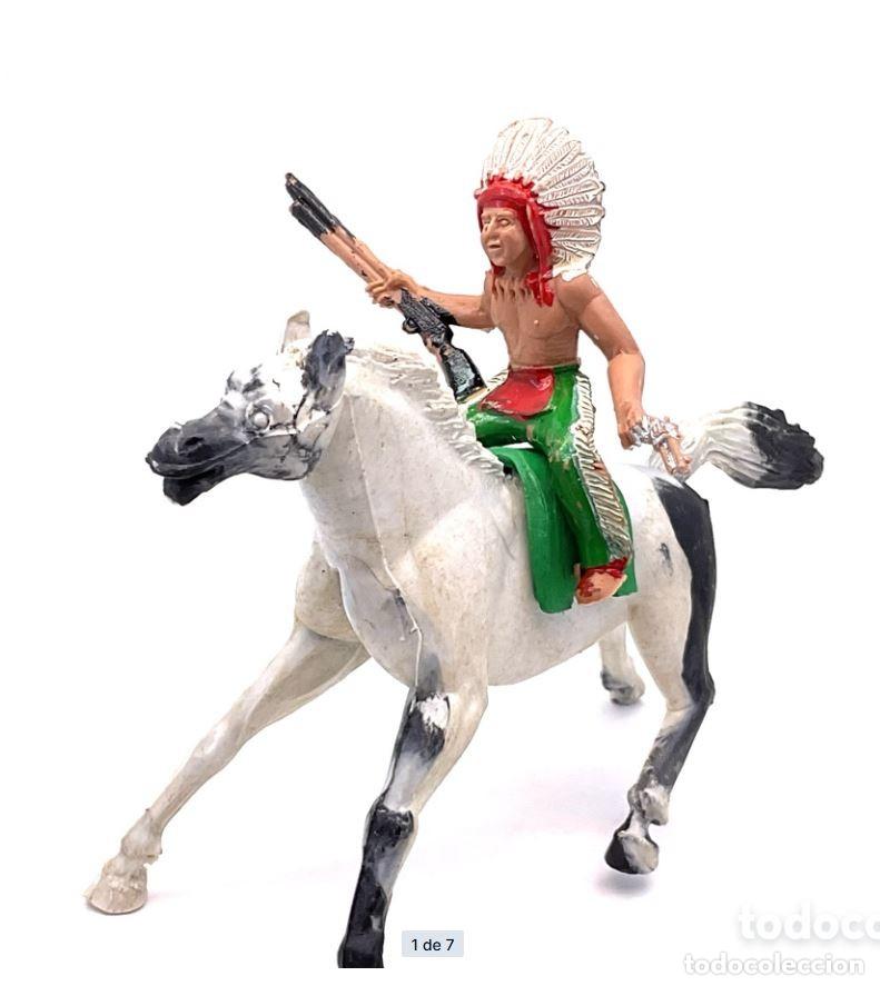 Figuras de Goma y PVC: ANTIGUA FIGURA DEL OESTE EN PLASTICO. GUERRERO INDIO A CABALLO DE M.SOTORRES