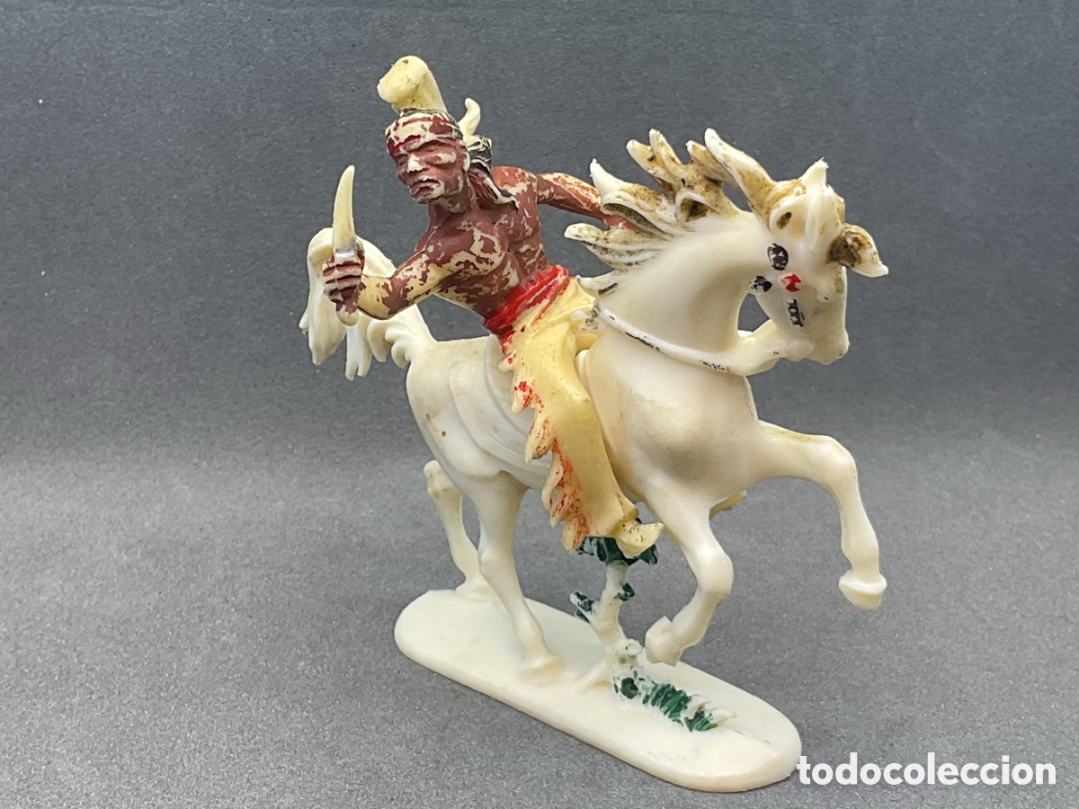 Figuras de Goma y PVC: ANTIGUA FIGURA DEL OESTE EN PLASTICO. GUERRERO INDIO A CABALLO DE JEAN HOFFLER. MADE IN GERMANY.