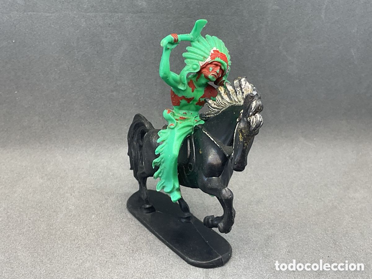 Figuras de Goma y PVC: ANTIGUA FIGURA DEL OESTE EN PLASTICO. GUERRERO INDIO A CABALLO DE JEAN HOFFLER. MADE IN GERMANY.