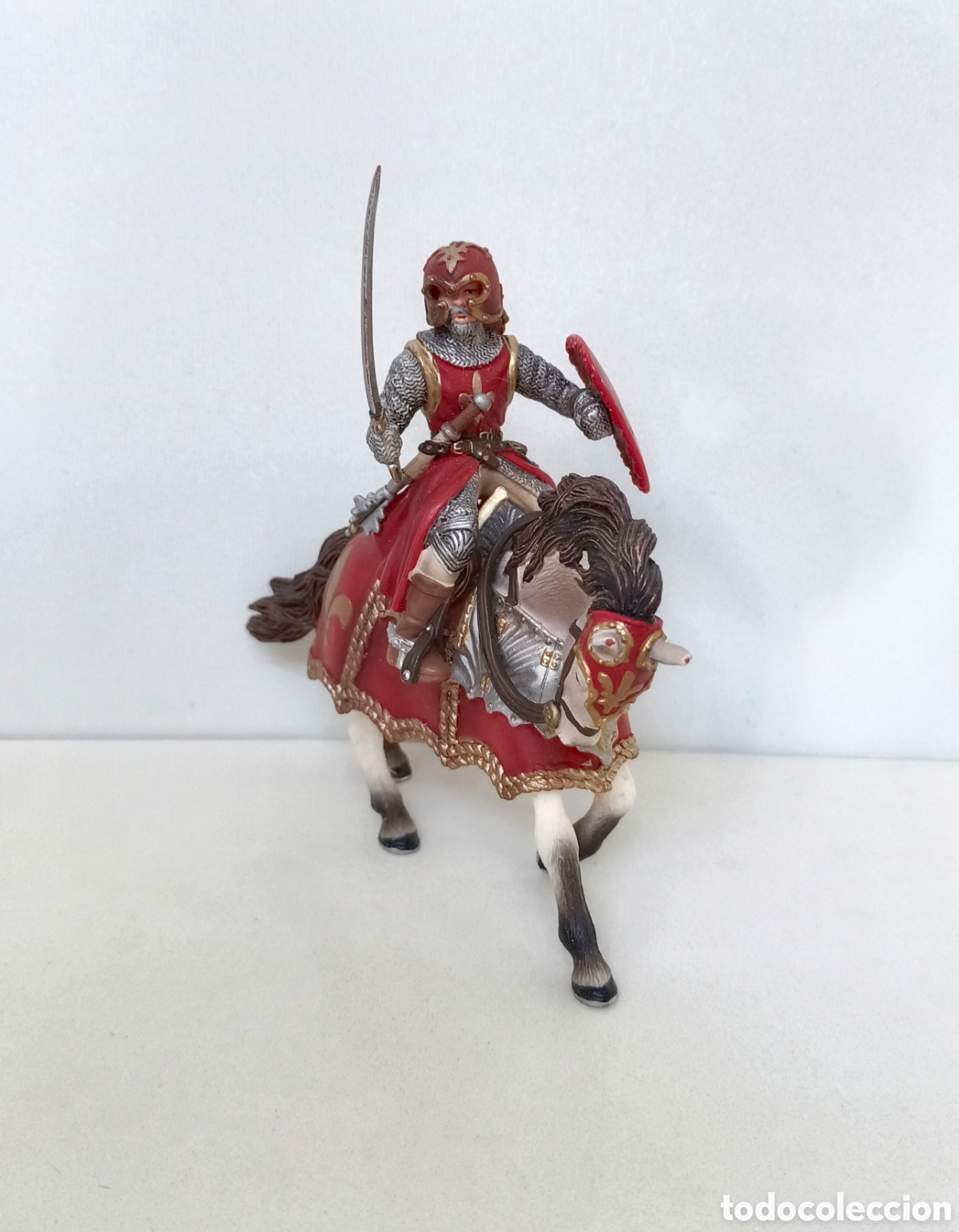 Figuras de Goma y PVC: Figura Caballero con Espada a Caballo o Caballero Fleur-de-Lis Schleich 70056 2008 2012 minatura