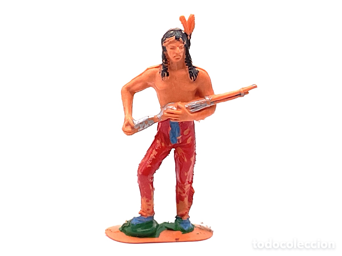 Figuras de Goma y PVC: Antigua Figura del Oeste en Pl&aacute;stico. Indio de Jecsan . A&ntilde;os 70.