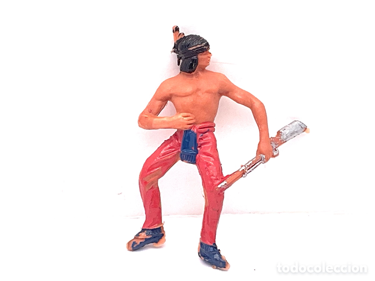 Figuras de Goma y PVC: Antigua Figura del Oeste en Pl&aacute;stico. Jinete Indio de Jecsan . A&ntilde;os 70.