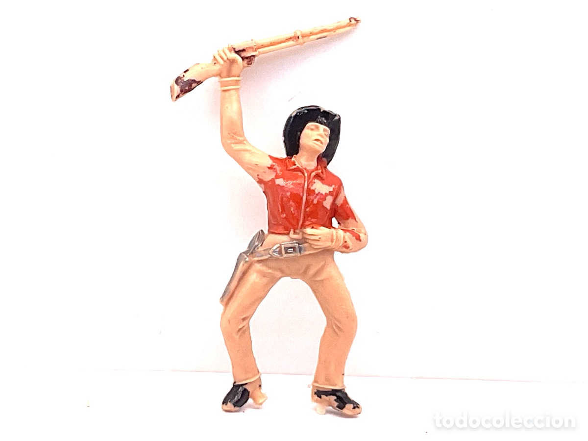 Figuras de Goma y PVC: Antigua Figura del Oeste en Pl&aacute;stico. Jinete Cowboy de Jecsan . A&ntilde;os 70.