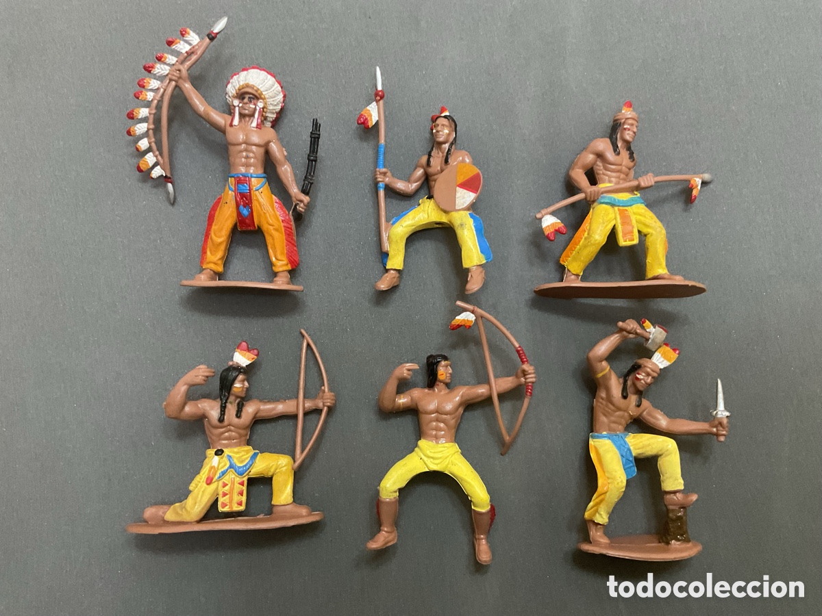 Figuras de Goma y PVC: Figuras del Oeste en Goma de la Serie WILD THE BEST WEST. Guerreros Indios.