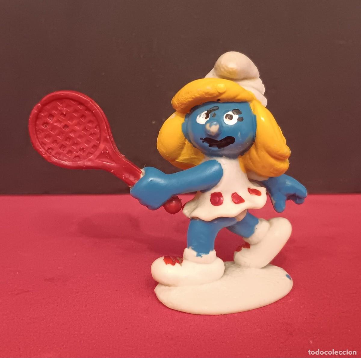 Figuras de Goma y PVC: FIGURA DE GOMA PVC SERIE LOS PITUFOS SMURFS PITUFINA TENISTA BOOTLEG SPAIN