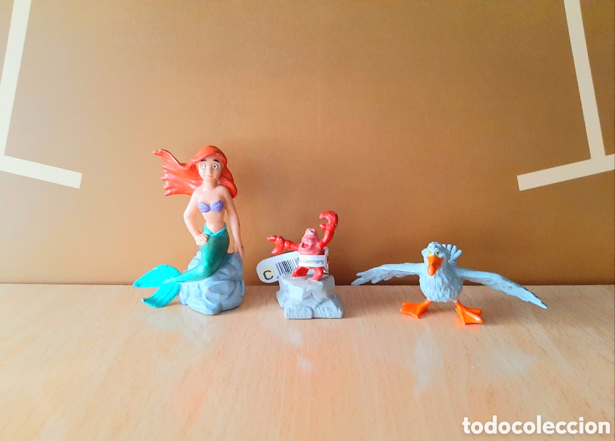 Figuras de goma y PVC: Figuras de la Sirenita Ariel Bully y gaviota Disney