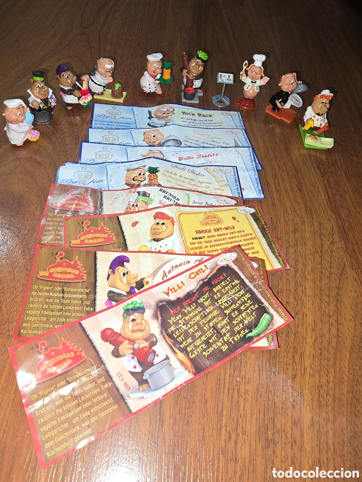 Figuras de Goma Kinder: Colecci&oacute;n completa figuras kinder Ferrero cerdos cocineros chef + 8 bpz mu&ntilde;ecos colecci&oacute;n