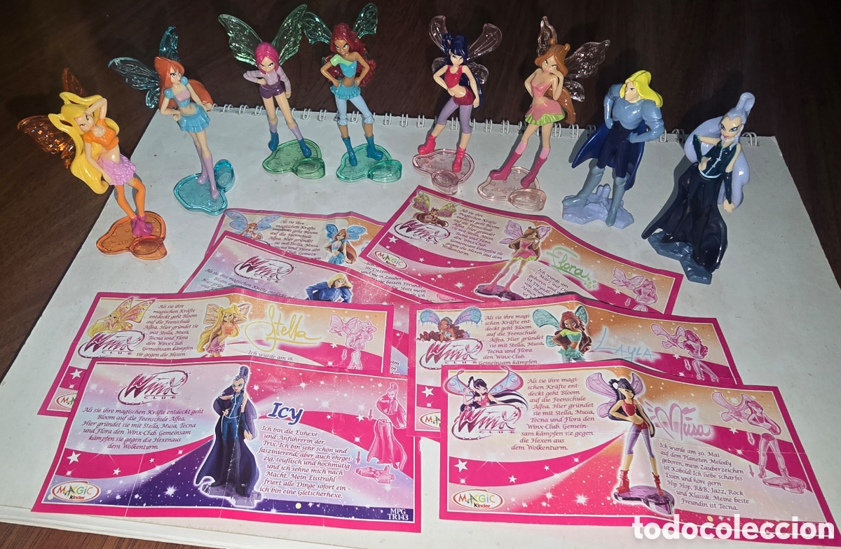 Figuras de goma Kinder: Colecci&oacute;n completa figuras kinder Winx mu&ntilde;ecas + 7 bpz