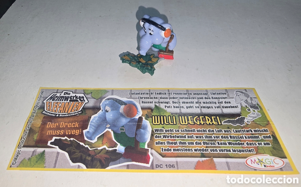 Figuras de goma Kinder: Figura kinder DC106 + bpz elefante obrero jardinero oficios mu&ntilde;eco colecci&oacute;n premium sorpresa