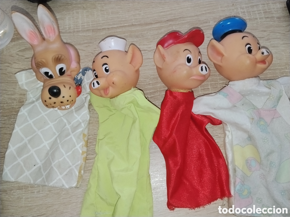 Figuras de goma y PVC: LOTE MARIONETAS FAMOSA LOBO Y LOS TRES CERDITOS A&Ntilde;OS 70 ?