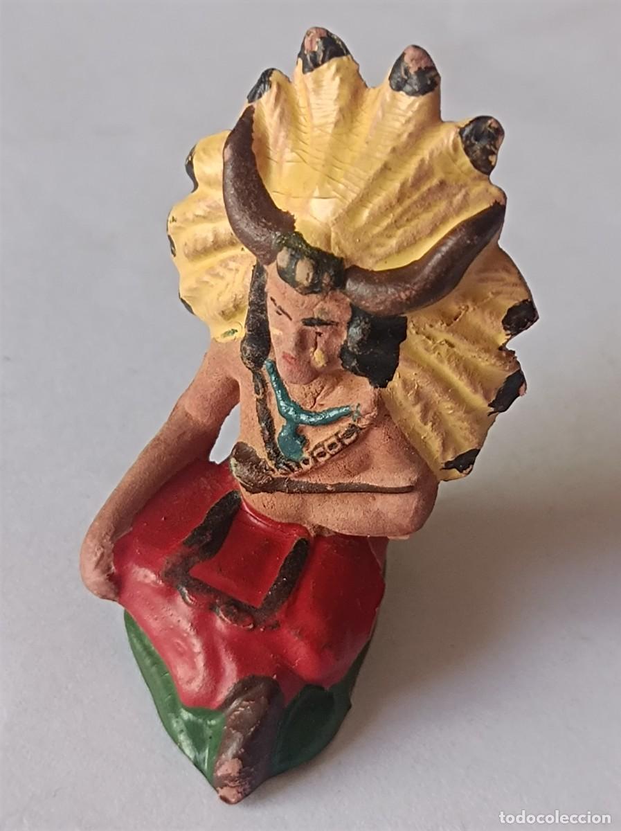 Figuras de goma y PVC: FIGURA DE GOMA SERIE OESTE JEFE INDIO SENTADO FABRICANTE REAMSA