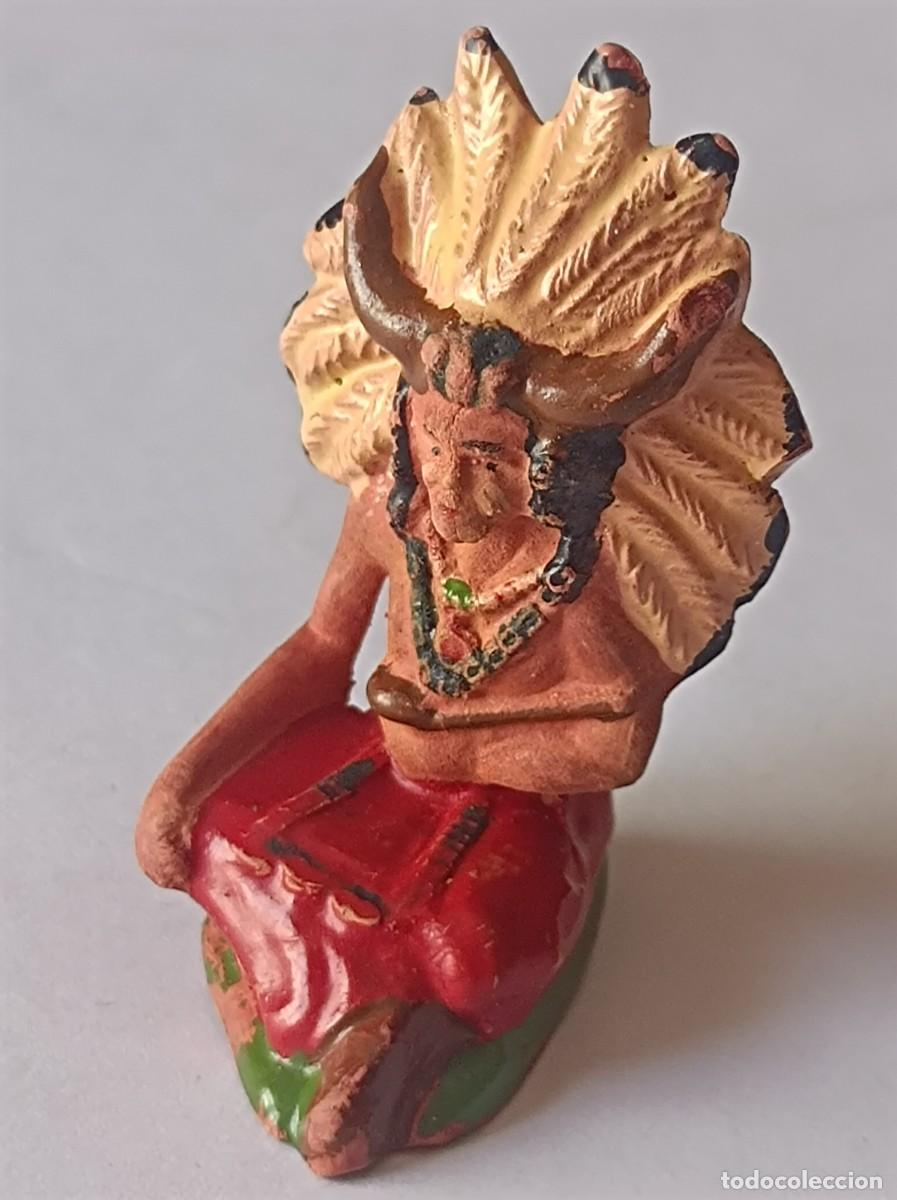 Figuras de goma y PVC: FIGURA DE GOMA SERIE OESTE JEFE INDIO SENTADO FABRICANTE REAMSA