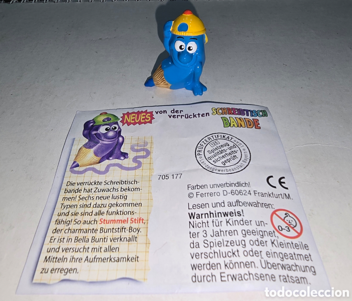 Figuras de goma Kinder: Figura kinder Ferrero antigua l&aacute;piz oficina + bpz mu&ntilde;eco sorpresa premium