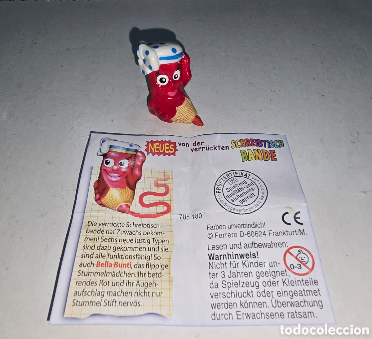 Figuras de goma Kinder: Figura kinder Ferrero antigua l&aacute;piz oficina + bpz mu&ntilde;eco sorpresa premium