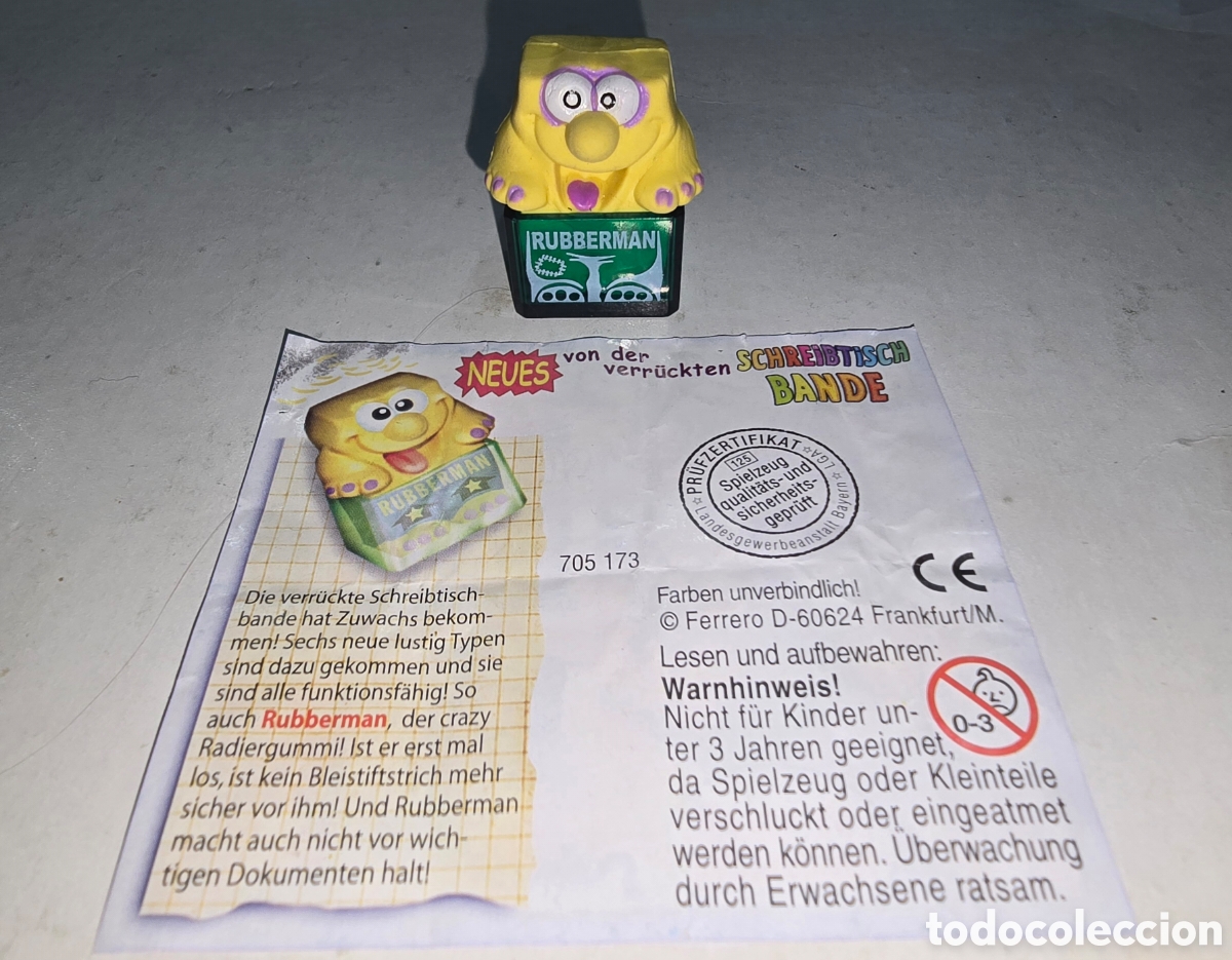 Figuras de goma Kinder: Figura kinder Ferrero antigua goma borrar oficina + bpz mu&ntilde;eco sorpresa premium