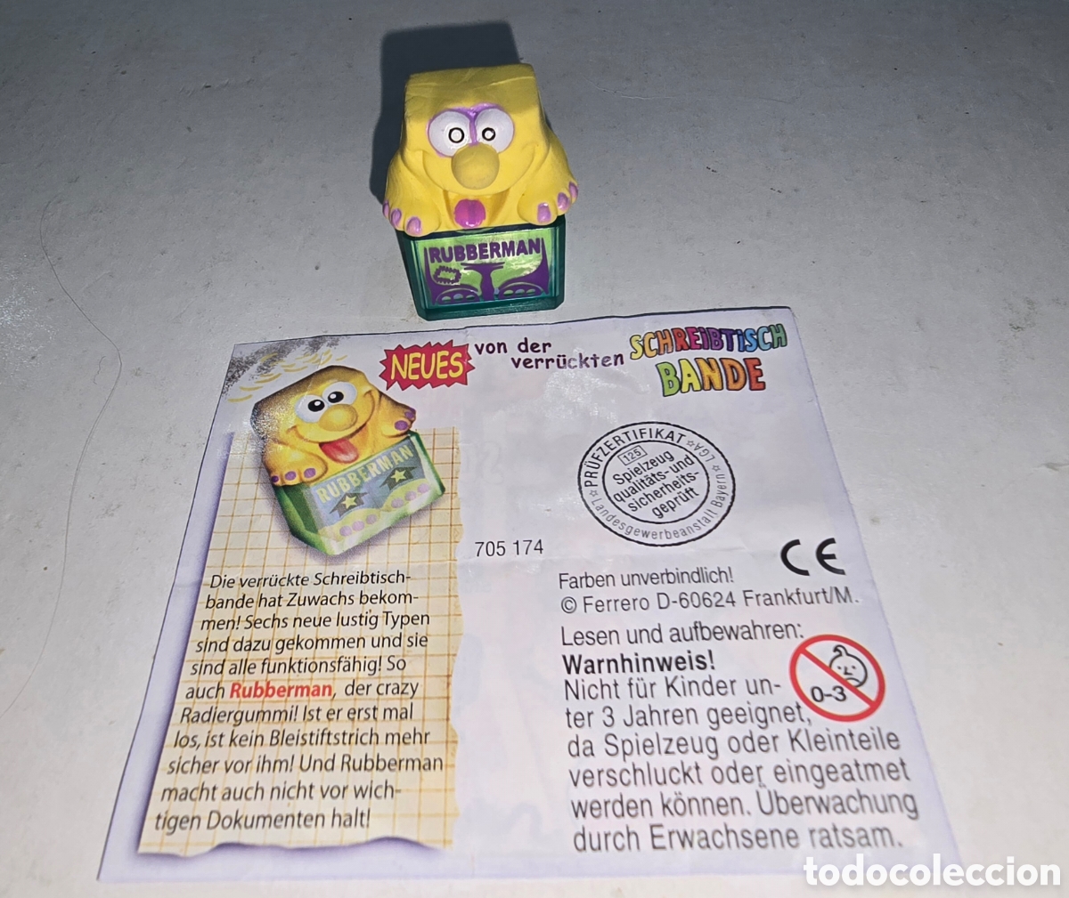 Figuras de goma Kinder: Figura kinder Ferrero antigua goma borrar oficina + bpz mu&ntilde;eco sorpresa premium