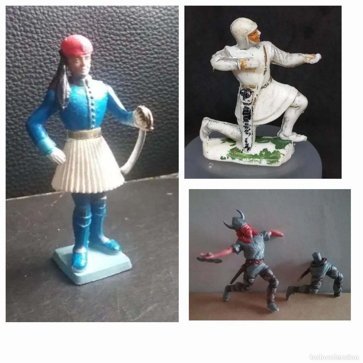 Figuras de goma y PVC: Reservado j*****n de Vizcaya LOTE FIGURAS MEDIEVAL PECH VIKINGO TIMPO SOLDADO GRIEGO AOHNA RAITOYS