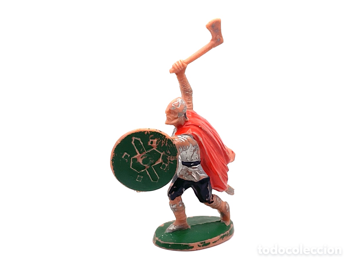 Figuras de goma y PVC: Antigua Figura en Pl&aacute;stico. Guerrero Vikingo Epoca Medieval.