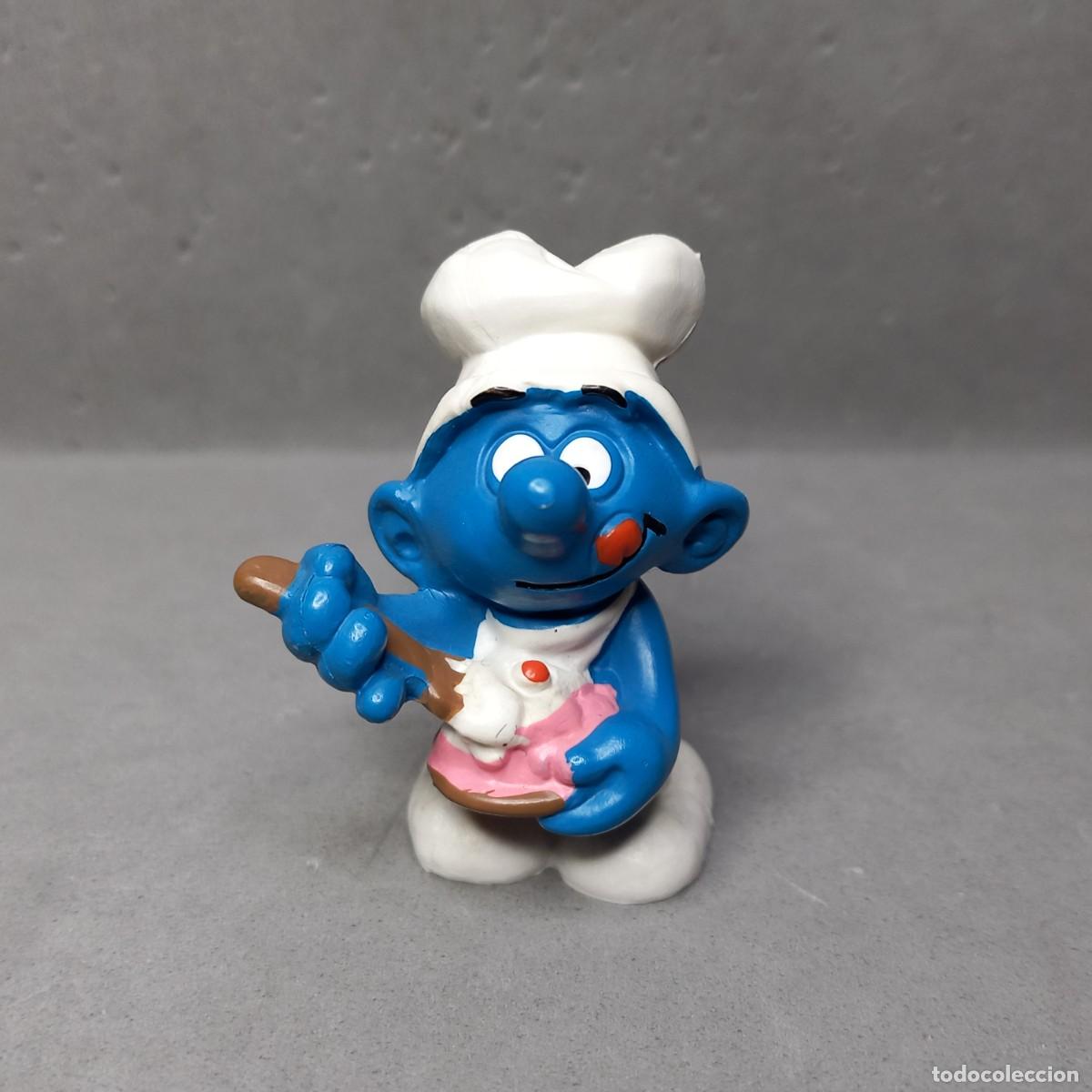 Gummi- und PVC-Figuren Schleich: Antiguo Pitufo Cocinero. Ref 20165, fabricada por Schleich en Alemania del Este, a&ntilde;o 1982