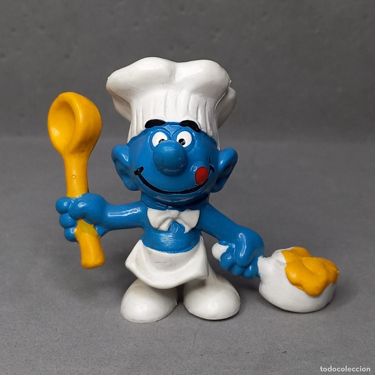 Gummi- und PVC-Figuren Schleich: Antiguo Pitufo Cocinero. Ref 20073, fabricada por Schleich en Alemania del Este, a&ntilde;o 1973
