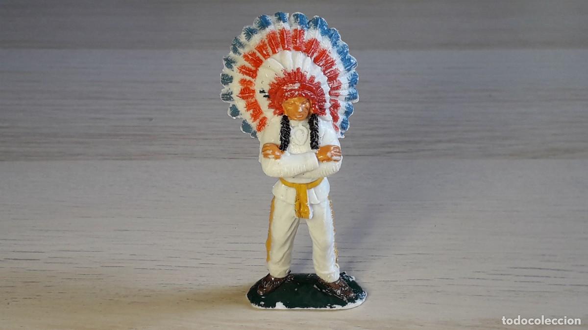 Figuras de goma y PVC: Guerrero Jefe Indio, pl&aacute;stico, Jecsan Spain, original a&ntilde;os 60.
