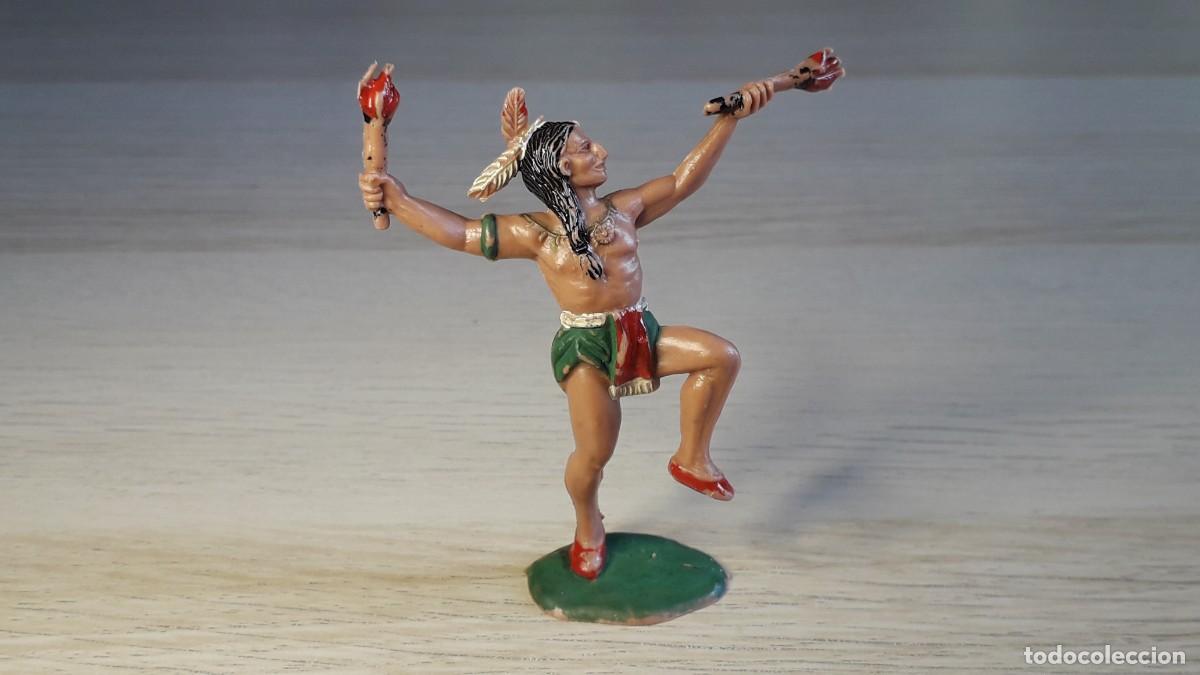 Figuras de goma y PVC: Guerrero indio oeste, pl&aacute;stico, Reamsa made in Spain, original a&ntilde;os 60.