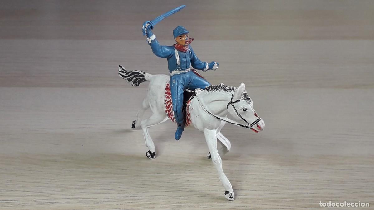 Figuras de goma y PVC: Federal Yankee 7&deg; caballer&iacute;a a caballo, goma, Pech Spain, original a&ntilde;os 50.