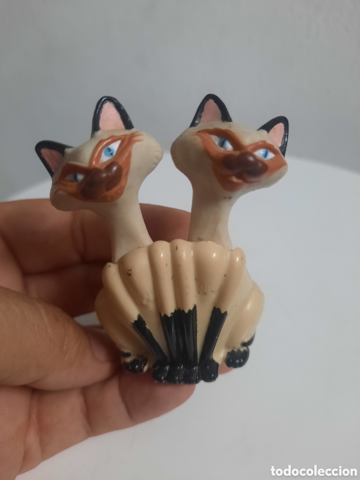 Figuras de goma y PVC: Gatos siameses Si y Am de la pel&iacute;cula La Dama y el Vagabundo de Disney - Promocional McDonald's 1997