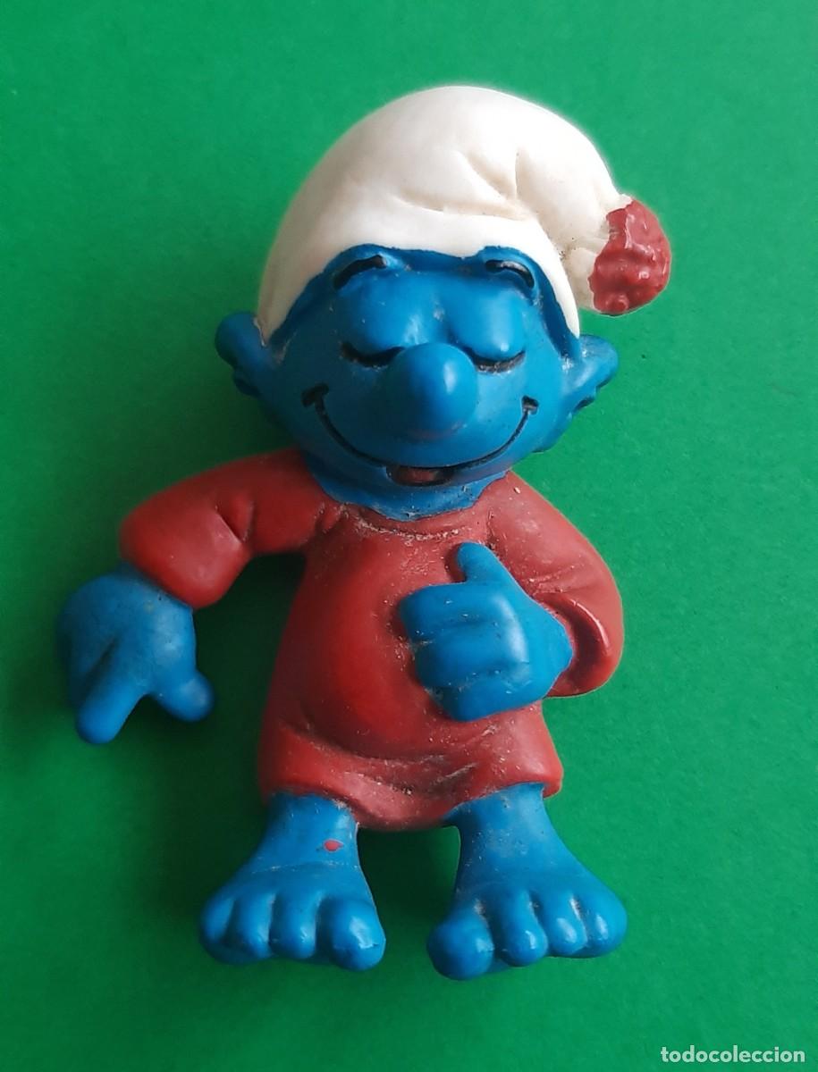 Figuras de goma y PVC: (FIGURA PVC) PITUFO SMURFS SIN CAMA SCHLEICH 1982 MADE IN CHINA