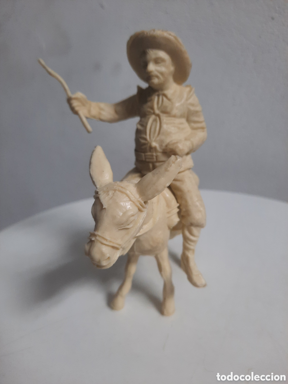 Figuras de goma y PVC: Figura Sancho Panza con burro - Pl&aacute;stico a&ntilde;os 70