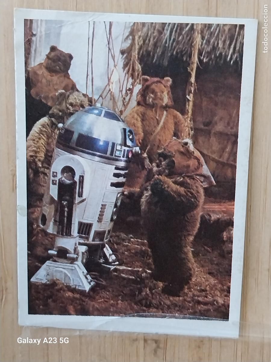 Figuras de goma y PVC: RETORNO JEDI STAR WARS PACOSA DOS 1983 CROMO 145 EWOK R2D2 RECUPERADO ORIGINAL