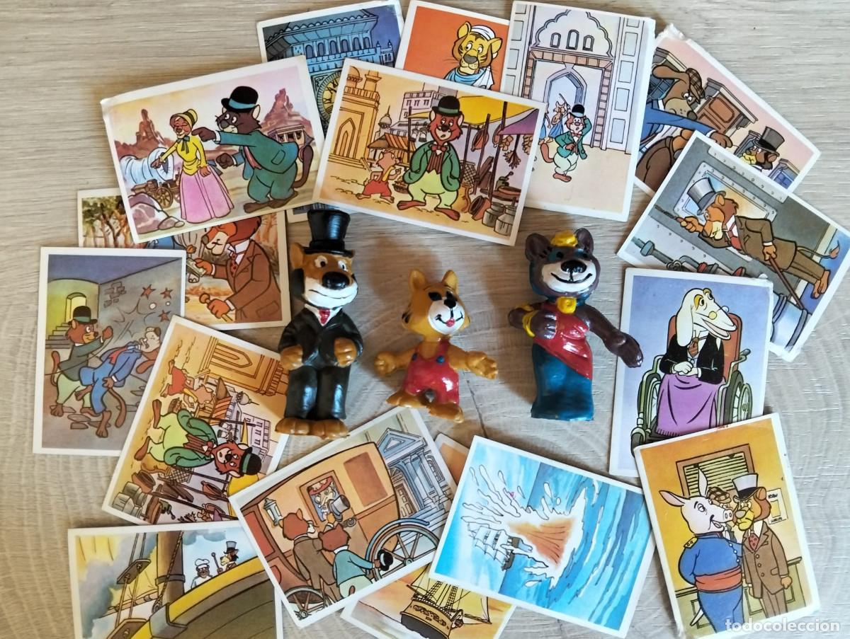 Figuras de goma y PVC: PACK La vuelta al mundo en 80 dias = 3 figuras PVC Willy Fog + 16 cromos editorial MAGA