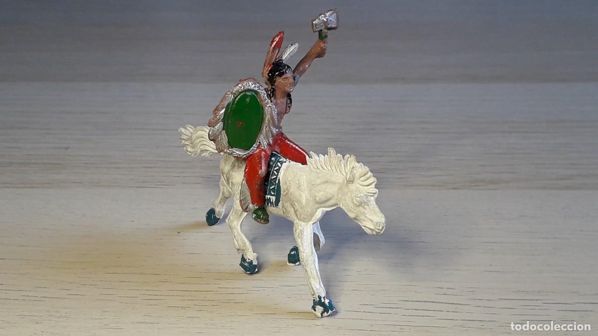 Figuras de goma y PVC: Guerrero Indio a caballo Oeste serie peque&ntilde;a, fabricado en goma, Lafredo Spain, original a&ntilde;os 50-60.