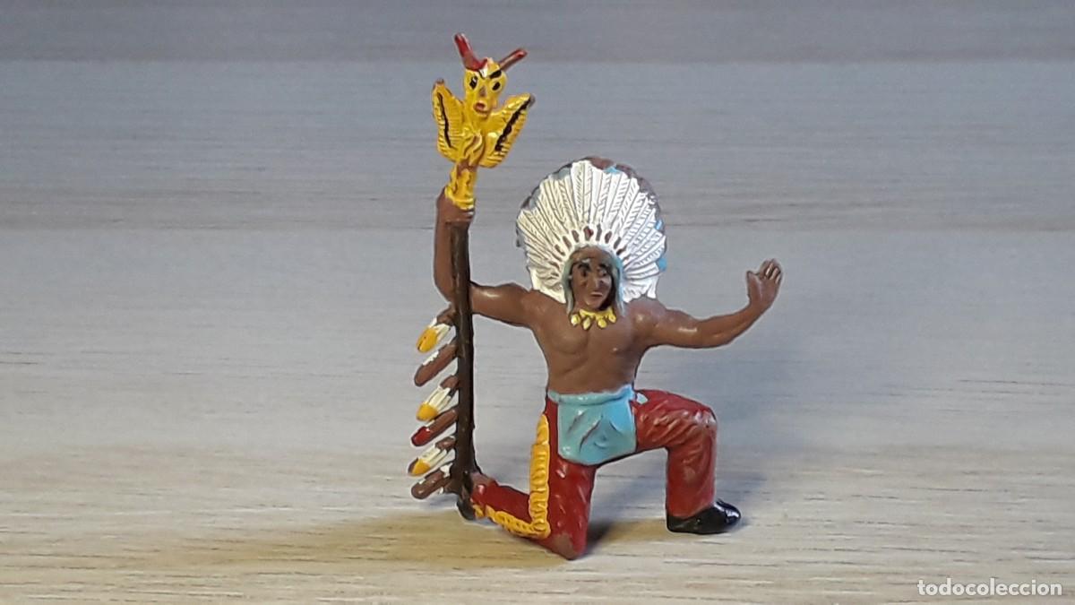 Figuras de goma y PVC: Guerrero indio Oeste, goma, Sotorres made in Spain, tipo Jecsan, original a&ntilde;os 50.