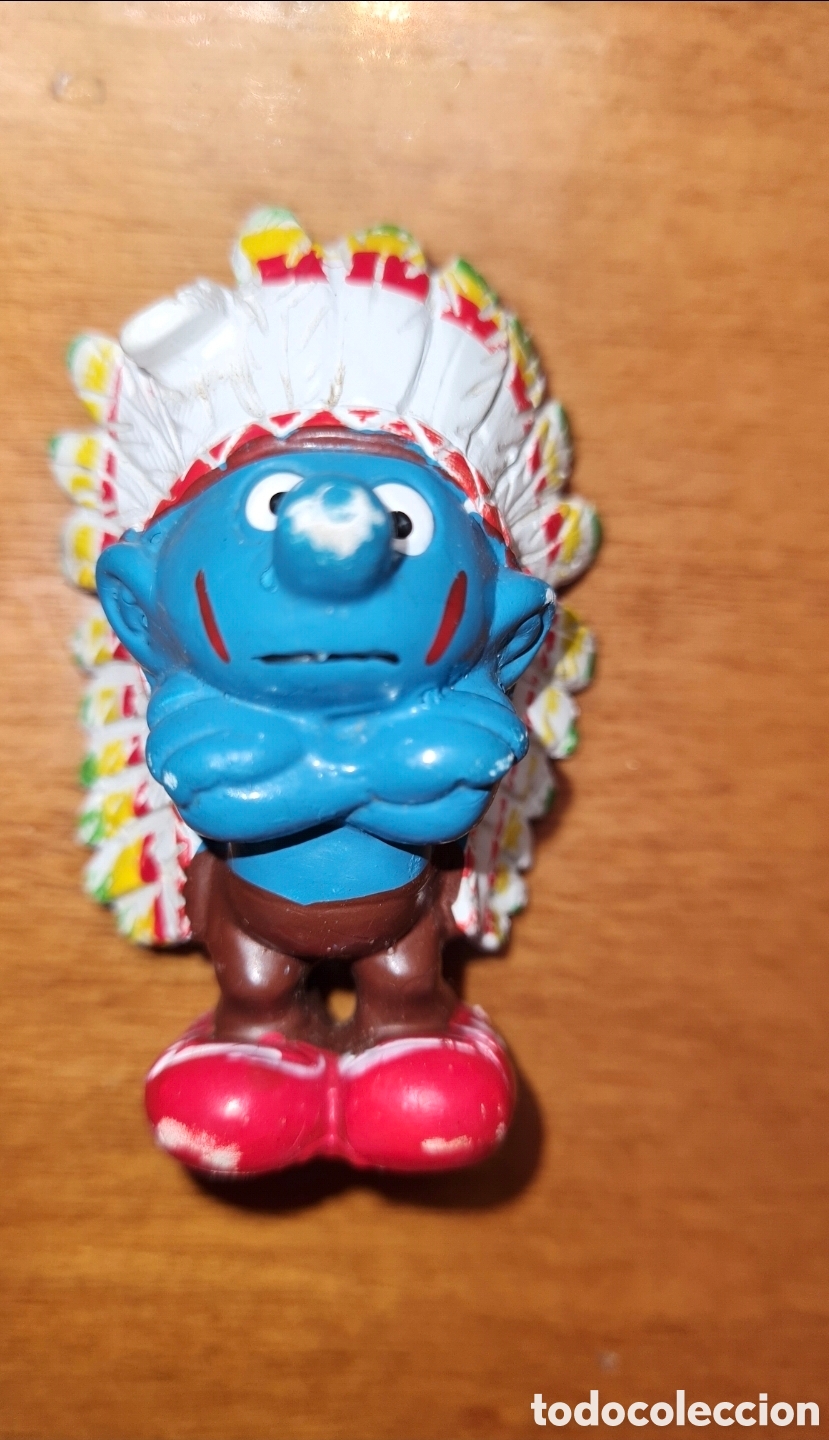 Figuras de goma y PVC: Figura pvc pitufo jefe indio Sioux siux oeste poblado nativo americano Schleich Peyo 1981