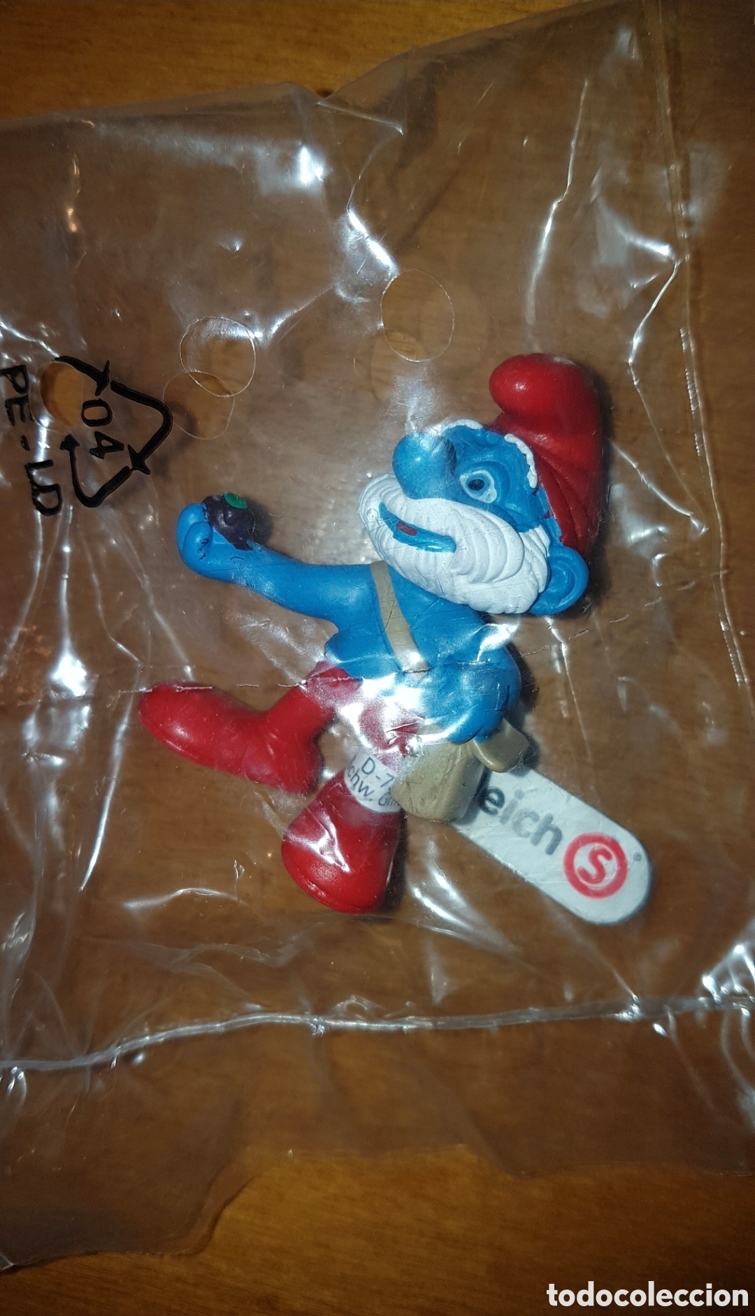 Figuras de goma y PVC: Figura pvc goma pap&aacute; pitufo mochila y frutos Schleich Peyo Am Limes 69 pitufos smurfs