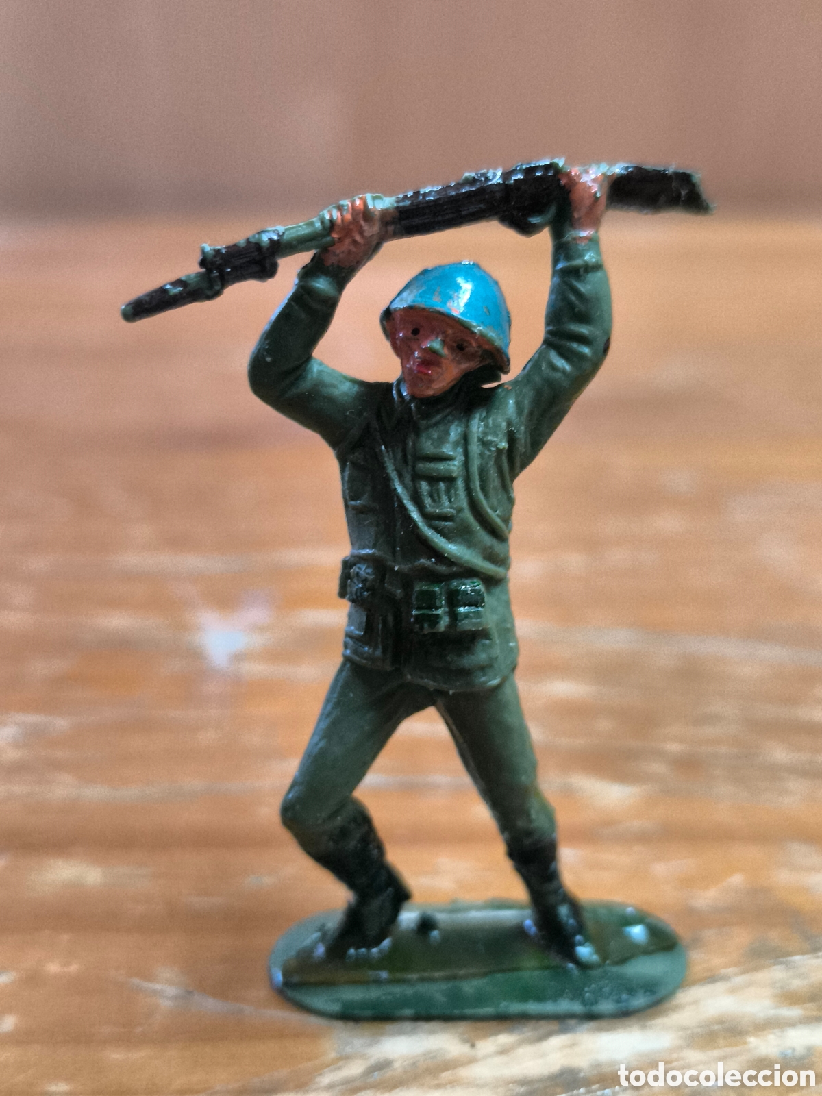 Figuras de goma y PVC: Soldado jecsan pl&aacute;stico cascos azules