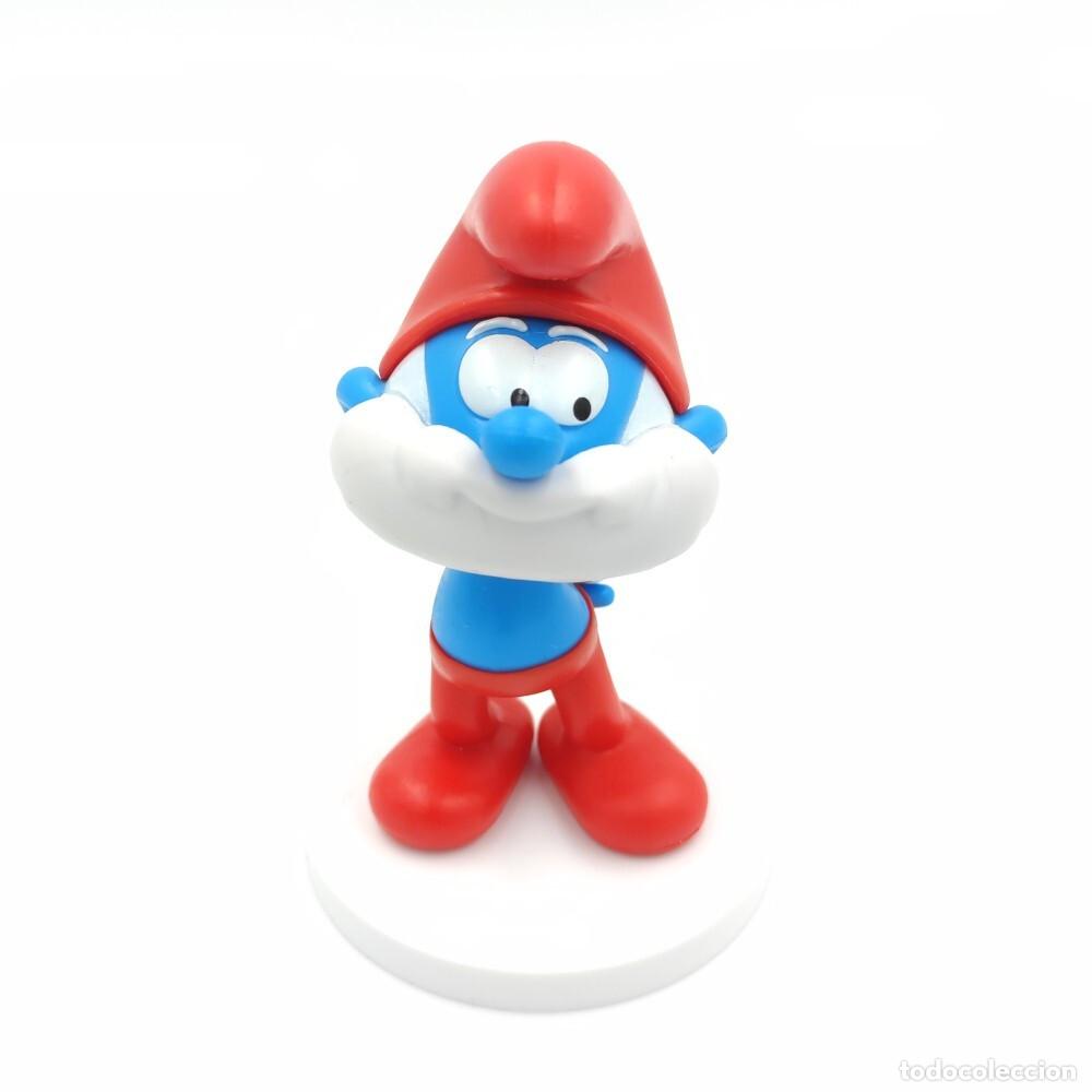 Figuras de goma y PVC: LOS PITUFOS: PAPA PITUFO CON BASE CIRCULAR - 7,5 CM. - SBABAM- COMO NUEVO