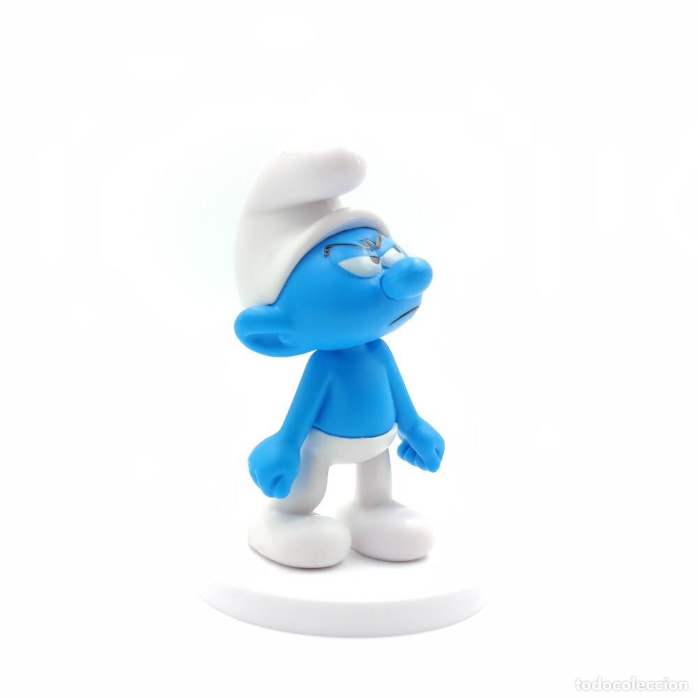 Figuras de goma y PVC: LOS PITUFOS: PITUFO GRU&Ntilde;ON CON BASE CIRCULAR - 7,5 CM. - SBABAM- COMO NUEVO