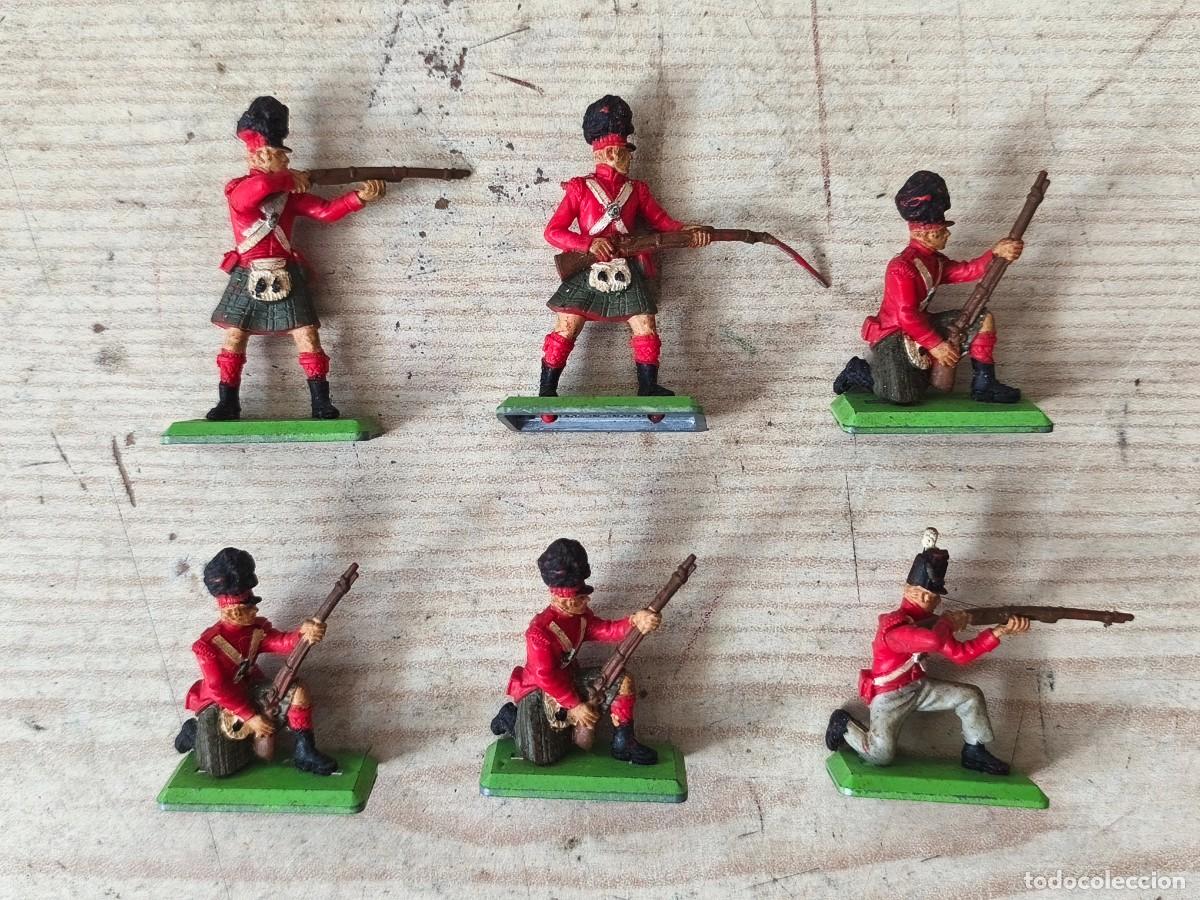 Figuras de goma y PVC: 6 Figuras Britains Deetail - Infanteria Escocesa - 1971