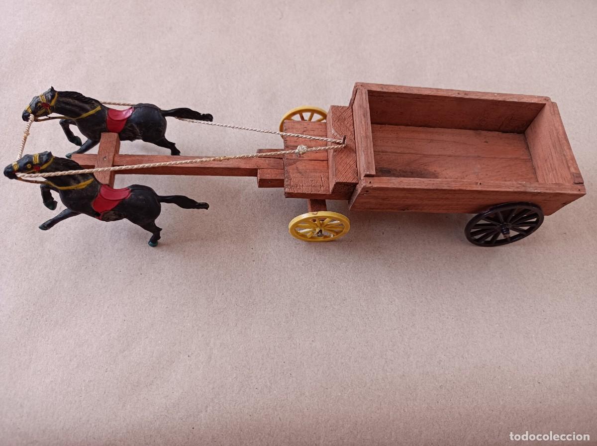 Figuras de goma y PVC: CARRETA DEL OESTE CON CABALLOS DE GOMA FABRICANTE LAFREDO