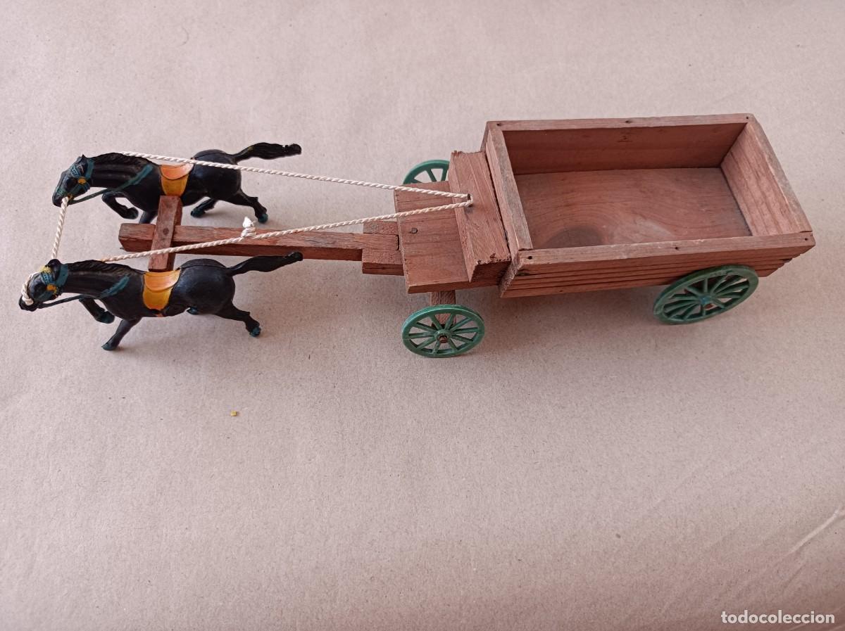 Figuras de goma y PVC: CARRETA DEL OESTE CON CABALLOS DE GOMA FABRICANTE LAFREDO